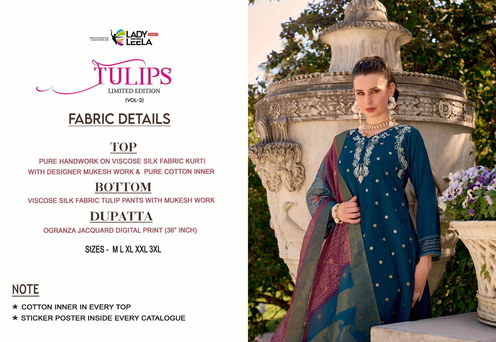 Tulip Vol 2 By Lady Leela Handwork Viscose Silk Kurti With Bottom Dupatta Wholesale Price In Surat 